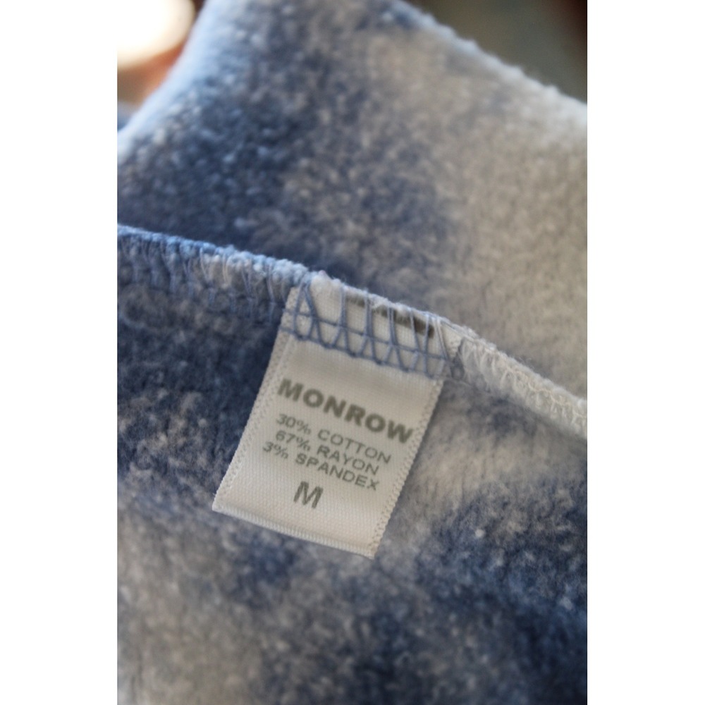 Monrow M Blue Tie Dye Soft Sweatshirt Long Sleeve Crew Neck Pullover Top - Picture 8 of 9
